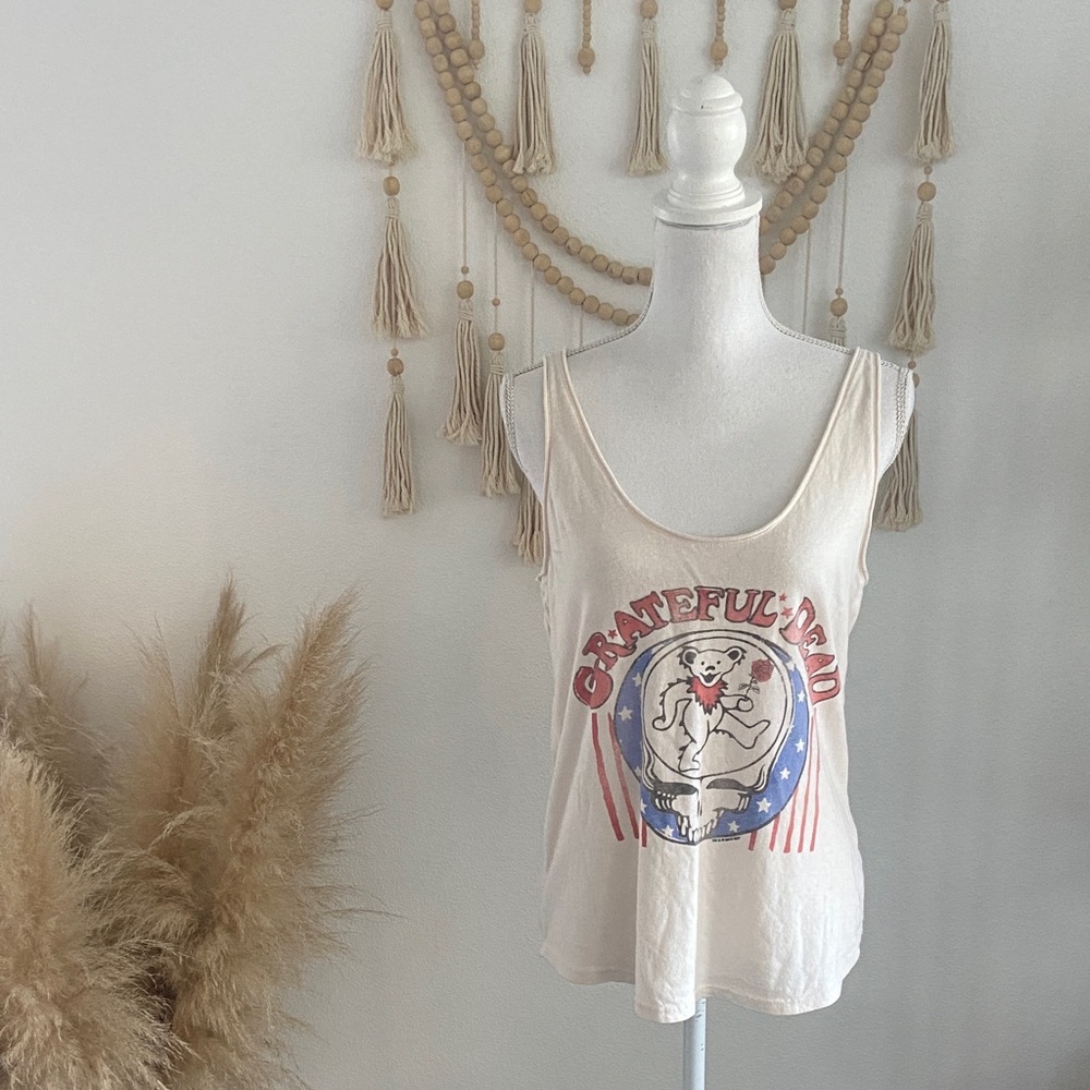 Junk Food Grateful Dead cream tank top scoop neck shirt vintage band tee small - Picture 4 of 16